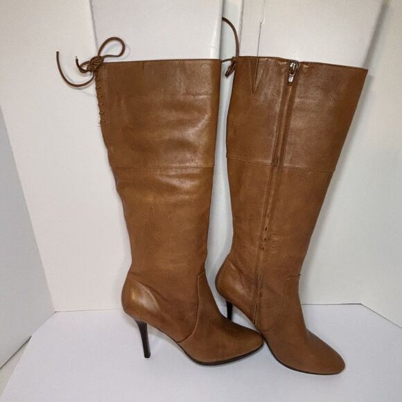 Lauren Ralph Lauren Leather Knee High Heeled Boots Designer Womens - Picture 3 of 11